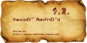 Vancsó Manfréd névjegykártya